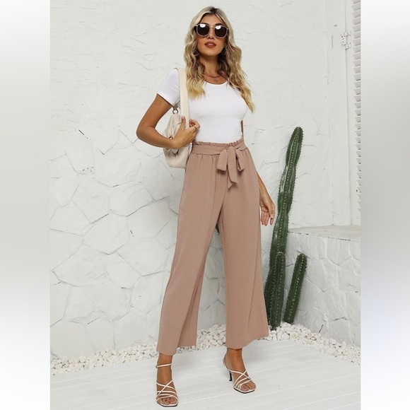 NWT Wide Leg High Waisted Adjustable Boho Chic Palazzo Pants Size Large Vacation - Picture 1 of 8